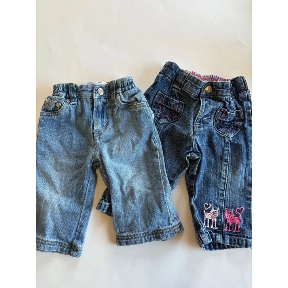 Baby Girl Clothes Lot 6-9M Guess NWT Carter's Levis 517 Fleece Romper Jeans 5pc